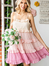 Colorblocked sling sweet off-shoulder dress